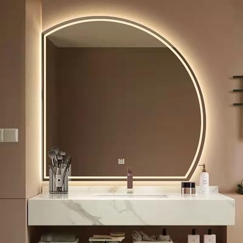 LED Halbrunder Wandspiegel 50-80cm HD Explosionsgeschützter Rahmenloser Frosted Dekorativer Innenraum Touch-Schalter Modernes Design für Badezimmer Wohnzimmer Schlafzimmer LED Halbrunder Wandspiegel 50-80cm HD Explosionsgeschützter Rahmenloser Frosted Dekorativer Innenraum Touch-Schalter Modernes Design für Badezimmer Wohnzimmer Schlafzimmer von Generisch