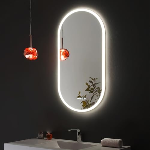 LED-Kosmetikspiegel mit Lichtern, Anti-Beschlag-Badezimmerspiegel, dimmbar, 3 Farbeinstellungen, hintergrundbeleuchtetes Design von Generisch