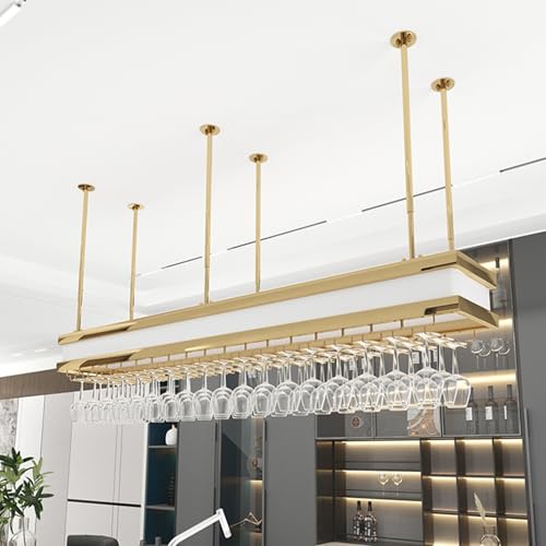 LED Licht Weinregal Bar Regale Lagerung, Decke Wandmontage Hängend Industrie Weinglashalter Mini Bar Vitrine Flaschenregal Küchenregal von Generisch