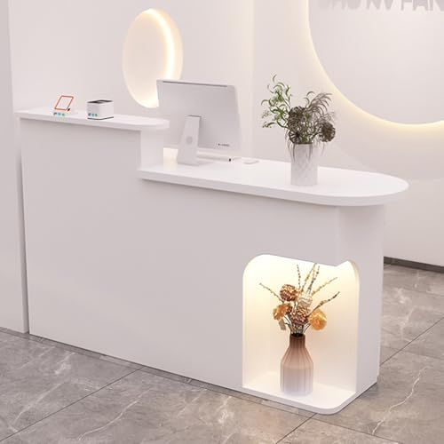 LED Moderner Empfangstisch mit abschließbaren Schubladen & Aufbewahrungsschrank, doppellagige Arbeitsplatte für Büro, Lobby & Home Office, stilvolle & funktionale Möbellösung LED Moderner Empfangstisch mit abschließbaren Schubladen & Aufbewahrungsschrank, doppellagige Arbeitsplatte für Büro, Lobby & Home Office, stilvolle & funktionale Möbellösung von Generisch