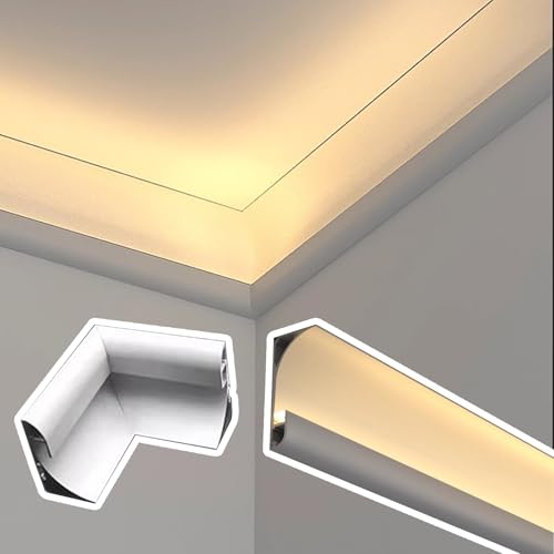 LED Profil Deckenleuchte Diffusor Blende Abdeckung mit 90 Grad Eckstück für indirekte Beleuchtung im Büro Wohnzimmer Aufputzschiene von Generisch