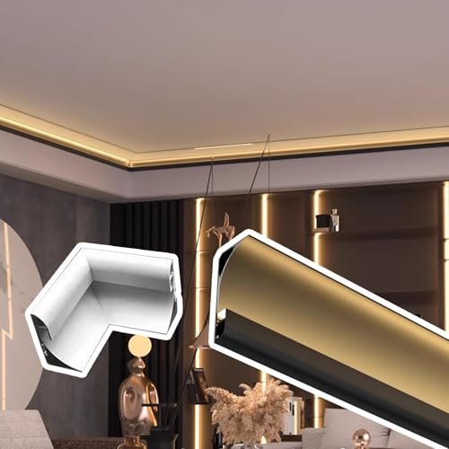 LED Profil Deckenleuchte Diffusor Blende Abdeckung mit 90 Grad Eckstück für indirekte Beleuchtung im Büro Wohnzimmer Aufputzschiene LED Profil Deckenleuchte Diffusor Blende Abdeckung mit 90 Grad Eckstück für indirekte Beleuchtung im Büro Wohnzimmer Aufputzschiene von Generisch