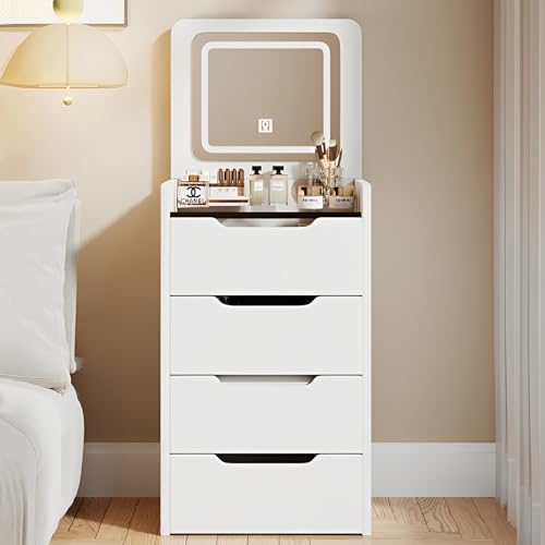 LED Schminktisch 3 in 1 mit klappbarem Spiegel & Aufbewahrungsschrank - Platzsparender weißer Schminktisch mit integrierter Beleuchtung - 60cm für kleine Räume LED Schminktisch 3 in 1 mit klappbarem Spiegel & Aufbewahrungsschrank - Platzsparender weißer Schminktisch mit integrierter Beleuchtung - 60cm für kleine Räume von Generisch