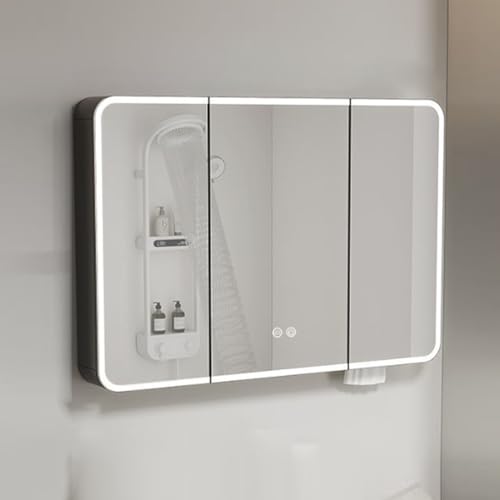 LED Spiegel Badezimmer Medizinschrank mit Lichtern - Wandhalterung Anti-Beschlag Spiegelschrank mit Touch-Schalter und Beauty-Aufbewahrungsregal, moderner intelligenter Medizinschrank Aluminium von Generisch