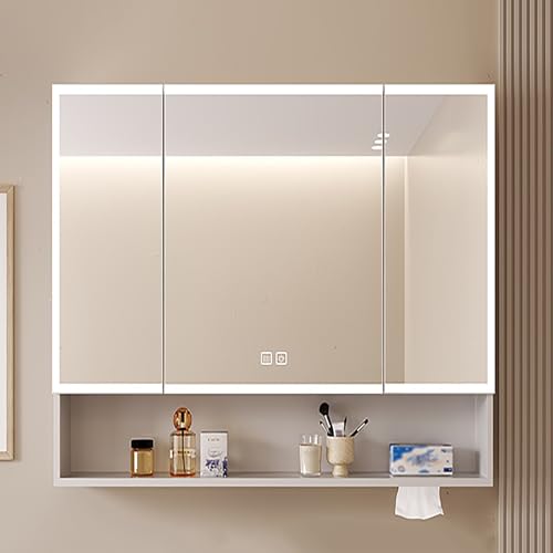 LED-Spiegel-Medizinschrank mit dimmbarem Licht, Anti-Beschlag- und Etagen-Ablagen, montierte Aluminiumlegierung für Badezimmer und Waschküche LED-Spiegel-Medizinschrank mit dimmbarem Licht, Anti-Beschlag- und Etagen-Ablagen, montierte Aluminiumlegierung für Badezimmer und Waschküche von Generisch
