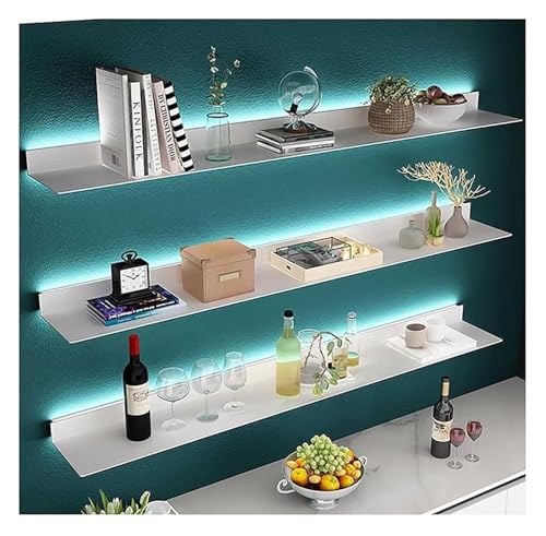LED-Wandregal, beleuchtetes Metallregal, Aluminium-Legierung, Aufbewahrung für Wohnzimmer, Küche, Bad, modernes dekoratives Regal mit integrierter Beleuchtung LED-Wandregal, beleuchtetes Metallregal, Aluminium-Legierung, Aufbewahrung für Wohnzimmer, Küche, Bad, modernes dekoratives Regal mit integrierter Beleuchtung von Generisch