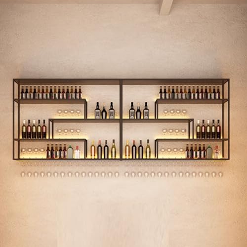 LED-Wandregal mit Weinglashalter, 2 Etagen, Metall-Likör- und Glasaufbewahrung, perfekt für Zuhause, Bar, Esszimmer und Küchendekoration. LED-Wandregal mit Weinglashalter, 2 Etagen, Metall-Likör- und Glasaufbewahrung, perfekt für Zuhause, Bar, Esszimmer und Küchendekoration. von Generisch