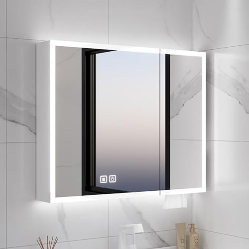 LED-beleuchteter Anti-Beschlag-Spiegel, Medikamentenschrank mit Schönheitsregal, Wandmontage, Badezimmer-Aufbewahrung für modernen Waschtisch LED-beleuchteter Anti-Beschlag-Spiegel, Medikamentenschrank mit Schönheitsregal, Wandmontage, Badezimmer-Aufbewahrung für modernen Waschtisch von Generisch