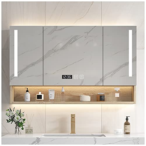LED beleuchteter rechteckiger Badezimmerschrank mit Spiegel Antibeschlag Beige 110cm stilvolle Aufbewahrungslösung für moderne Badezimmer von Generisch