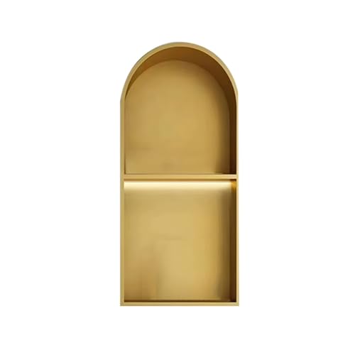 LED-beleuchtetes Edelstahl-Duschregal mit bogenförmigem Aufbewahrungs-Caddy Badezimmer für Zuhause, Hotel & Apartment – Gold-Finish (700 x 280 x 125 mm) von Generisch