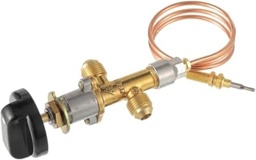 LPG Propangas Kamin Sicherheitskontrollventil Kit,Gas Control Cock Ventil Flamme Ausfall mit 5/8''-18UNF-Einlass Auslass mit Thermoelement und Drehknopf, für Gasgrill Heizung Feuerstelle von Generisch