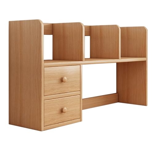 LYUCAYHQ Schreibtischregal aus Holz, 99,1 cm, für Zuhause und Büro, Schreibtisch-Organizer mit Schubladen und Fächern, beigefarbenes Schreibtischregal für Schlafsäle und Arbeitsbereiche von Generisch
