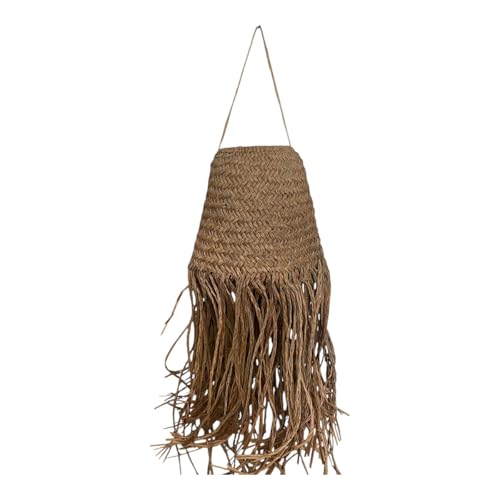 La Maison Unique: Handgewebter Hängelampenschirm aus Naturstroh Marokko Indonesien - 20 x 20 cm - Tropischer Stil Design Handmade Decor RTL10 von Generisch