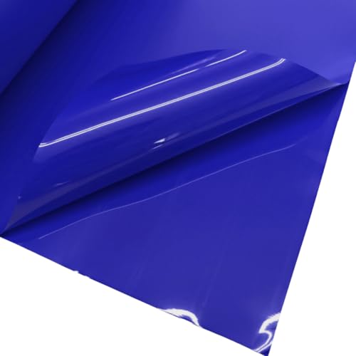 Lackfolie Meterware 130 cm breit 180µ Tischdecke Bespannung viele Farben PVC Folie glänzend Dekofolie Bespannung Bierbank Tisch Abdeckung (Blau) von Generisch
