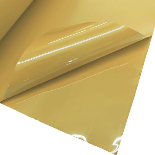 Lackfolie Meterware 130 cm breit 180µ Tischdecke Bespannung viele Farben PVC Folie glänzend Dekofolie Bespannung Bierbank Tisch Abdeckung (Gold) von Generisch