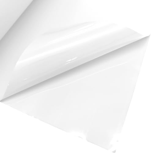 Lackfolie Meterware 130 cm breit 180µ Tischdecke Bespannung viele Farben PVC Folie glänzend Dekofolie Bespannung Bierbank Tisch Abdeckung (Weiß) von Generisch
