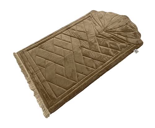 Lale Collection® Limited Edition Samt Gebetsteppich-Set Nude + tesbih - extra dick und weich - Namaz Islam Muslim seccade Prayer Rug mat sejjada Gebetskette von "Generisch"
