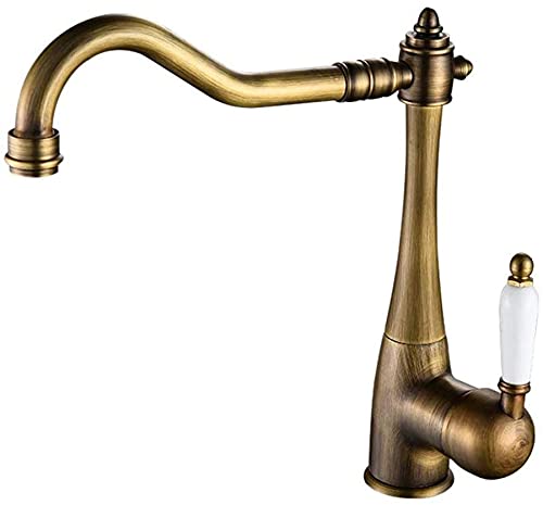 Landhausstil Messing Küchenspüle Mischbatterie Nostalgie Einhebelmischer mit Keramikgriff für Vintage Wohnkultur von Generisch