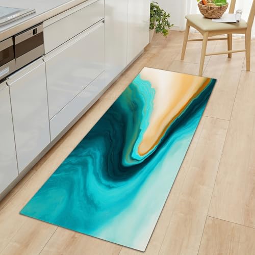 Lang rutschfest Flur Läufer Teppich 50 x 140 cm, Waschbar Abstrakt Fließend Wirbel Korridor TeppichLäufer für Flur Elegante Kunst Schlafzimmer Wohnzimmer Teppichmatte Dauerhaft Küchenteppich Lang rutschfest Flur Läufer Teppich 50 x 140 cm, Waschbar Abstrakt Fließend Wirbel Korridor TeppichLäufer für Flur Elegante Kunst Schlafzimmer Wohnzimmer Teppichmatte Dauerhaft Küchenteppich von Generisch