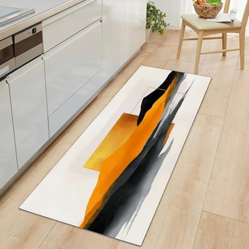 Lang rutschfest Flur Läufer Teppich 80 x 120 cm, Waschbar Abstrakt Landschaft Malerei Korridor TeppichLäufer für Flur Orientalischer Stil Schlafzimmer Wohnzimmer Teppichmatte Dauerhaft Küchenteppich von Generisch