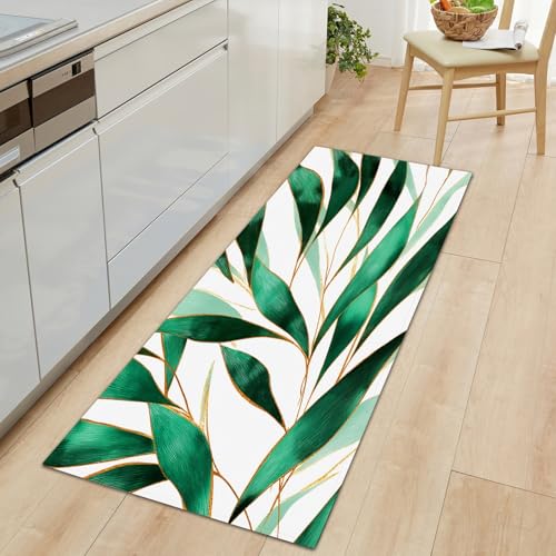 Lang rutschfest Flur Läufer Teppich 80 x 120 cm, Waschbar Pflanzen Palmblätter Streifen Korridor TeppichLäufer für Flur Aquarellmalerei Schlafzimmer Wohnzimmer Teppichmatte Dauerhaft Küchenteppich Lang rutschfest Flur Läufer Teppich 80 x 120 cm, Waschbar Pflanzen Palmblätter Streifen Korridor TeppichLäufer für Flur Aquarellmalerei Schlafzimmer Wohnzimmer Teppichmatte Dauerhaft Küchenteppich von Generisch