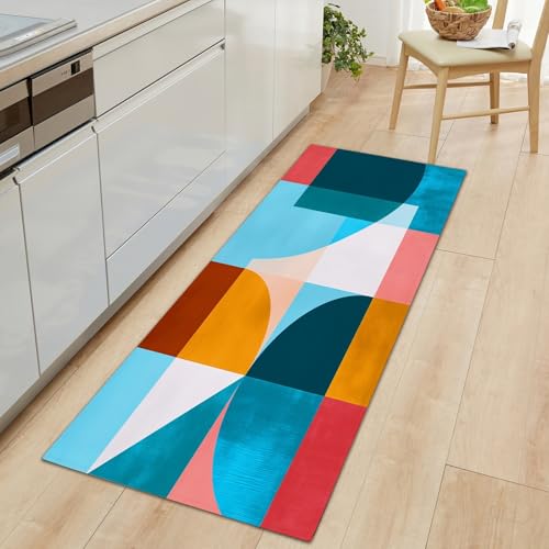 Langer Teppich Läufer Flur rutschfest 80 x 120 cm, Flurteppich Läufer Lang Farbe Überlappung Geometrisch Flurläufer - Minimalistisches Design Küchenteppich Waschbar TeppichLäufer für Wohnzimmer Küche von Generisch