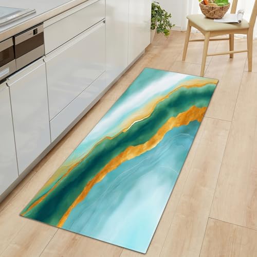 Langer Teppich Läufer Flur rutschfest 80 x 120 cm, Flurteppich Läufer Lang Streifen Fluss Hydrologie Abstrakt Natur Flurläufer - Abstrakte Muster Küchenteppich Waschbar TeppichLäufer für Wohnzimmer von Generisch