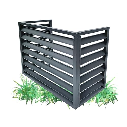 Langlebige Abdeckung für Klimaanlagen für den Außenbereich – Aluminium-Sichtschutz-Zaunpaneele, dekorativer Mülleimer-Sieb und Pflanzkasten für Terrasse, Rasen, Grau, Größenoptionen von Generisch