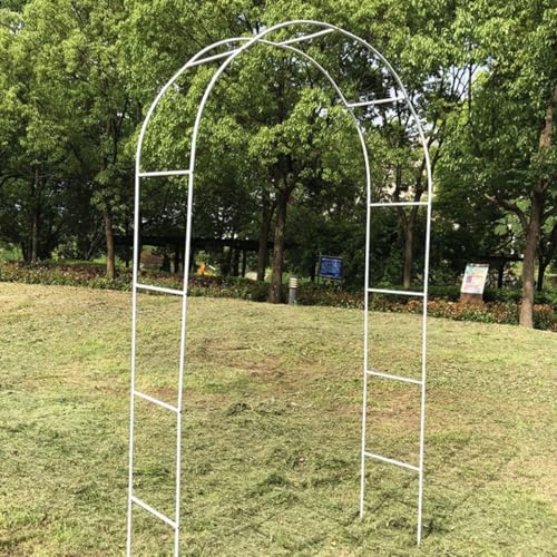Langlebige Pergola-Gartenlaube aus Metall, rostfrei, Gartentorbogen, Rankgitter, stabiler Hochzeitsbogen mit Sockel für Kletterpflanzen und Partydekorationen (weiß, B x H 100 x 220 cm) von Generisch