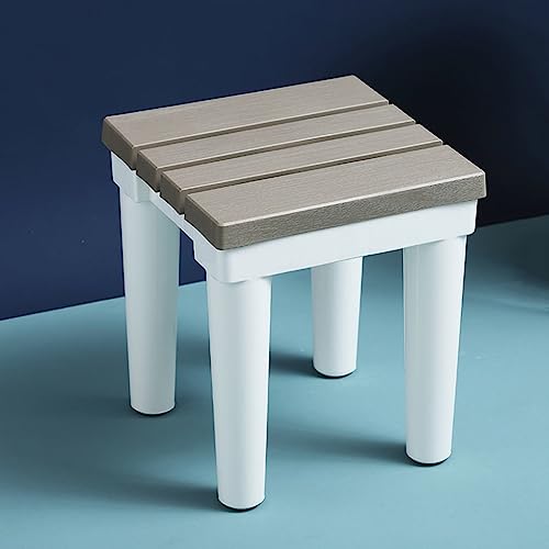 Langlebiger, rutschfester Duschhocker, kompakter quadratischer Badezimmerstuhl, stabiler Kunststoff, Sitzhocker für Wohnzimmer und Dusche, Braun, Größe: 27 x 27 x 30 cm von Generisch