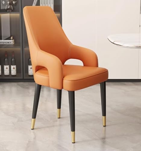 Langlebiger Küchenstuhl aus Leder, Esszimmerstuhl, 2er-Set, mit Armlehnen, Bürostuhl, Schminkstuhl, Badezimmerstuhl, hohe Rückenlehne, gepolsterter Eckstuhl mit Metallbeinen von Generisch