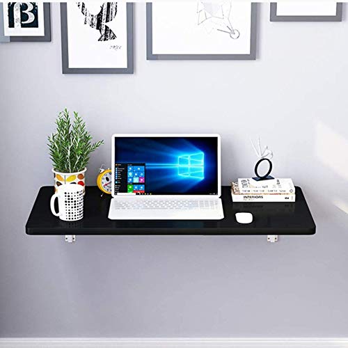 Laptop Schreibtisch, an der Wand montierter Klapptisch, klappbarer Küchen-Esstisch, Home-Office-Tisch, Massivholztisch, Computertisch,Black-120 * 30cm/47 * 12in von Generisch