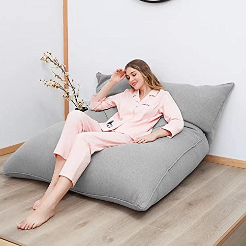 Lazy Sitzsack Pouf Stuhl Faltbar & Abnehmbar Waschbar Stoff Multi Use Sofa Bett Stil Stilvoll Grau 130x160cm (Sleeper Couch) von Generisch
