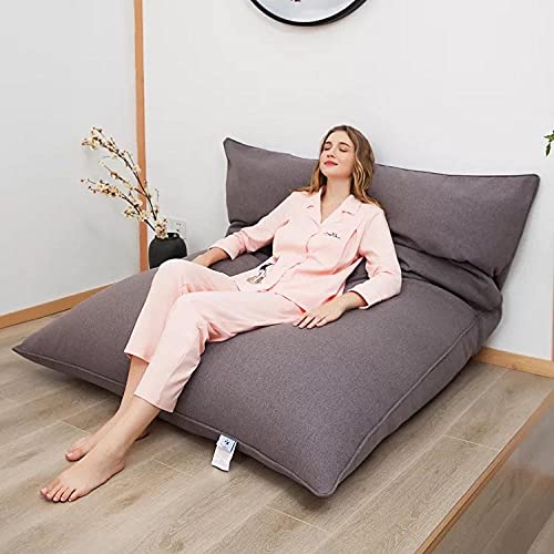 Lazy Sitzsack Pouf Stuhl Faltbar & Abnehmbar Waschbar Stoff Multifunktional Sofa Bett Gemütlich Grau Liege Perfekt für Zuhause 120 x 150 cm von Generisch