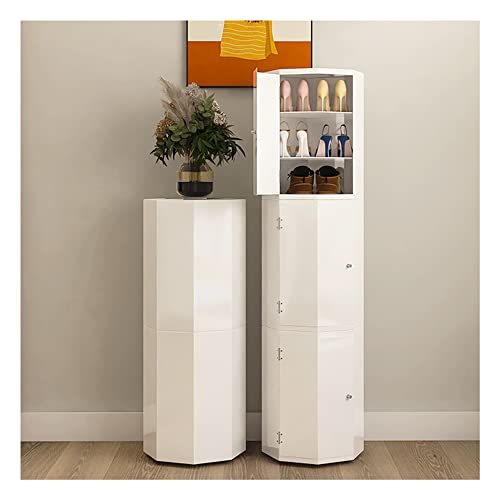 Lazy Susan 306° drehbares Schuhregal, 210 cm, Eckschrank, modernes vertikales Design für den Eingang, weißes Finish, platzsparend (Größe: 86 cm) von Generisch
