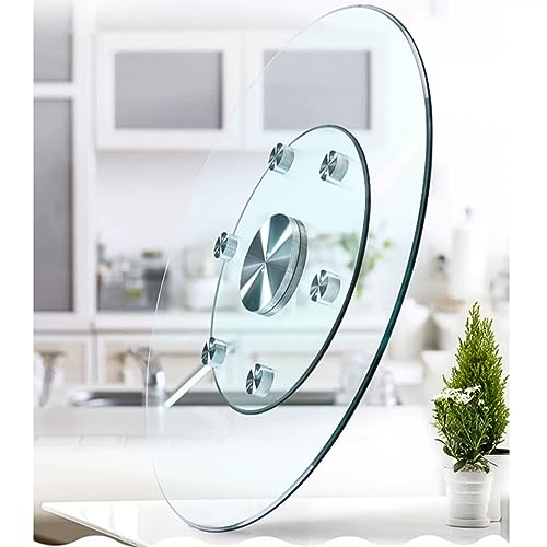 Lazy Susan Drehteller aus transparentem gehärtetem Glas, großes rundes drehbares Serviertablett für reibungsloses Drehen, ideal für Hotelküche, Esstisch und Couchtisch von Generisch