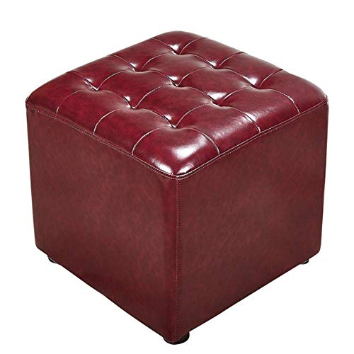 Leder Cube Pouf Ottomane, Massivholz Fußhocker für Wohnzimmer, vielseitige kleine Bank Couchtisch Leder Cube Pouf Ottomane, Massivholz Fußhocker für Wohnzimmer, vielseitige kleine Bank Couchtisch von Generisch