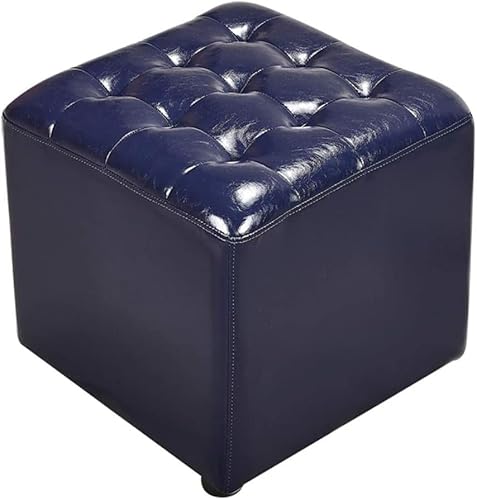 Leder Cube Pouf Ottomane Fußhocker Massivholz Quadratisches Design für Wohnzimmer Couchtisch Begleiter Kompakte Bank von Generisch