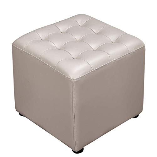Leder Cube Pouf Ottomane - Gepolsterter Fußhocker mit Massivholzsockel, vielseitige Wohnzimmerbank, ideal als Couchtisch oder kleine Sitzlösung von Generisch
