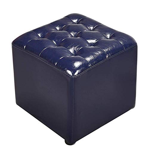 Leder Cube Pouf Ottomane - Gepolsterter Fußhocker mit Massivholzsockel, vielseitige Wohnzimmerbank, ideal als Couchtisch oder kleine Sitzlösung von Generisch