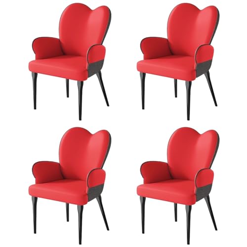 Leder Esszimmerstuhl 4er Set Polsterstuhl Küchenstuhl mit massiven Metallbeinen Gebogene Rückenlehne für Esszimmer Wohnzimmer Schlafzimmer von Generisch