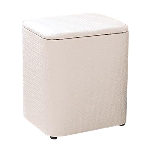 Leder-Fußhocker mit Stauraum, gepolsterter Ottomane für Wohnzimmer und Schlafzimmer, kompakter Pouf Fußstütze von Generisch