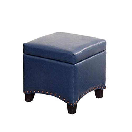 Leder-Fußhocker mit verstecktem Stauraum und stabilen Holzbeinen, kompakter quadratischer Pouf für Wohnzimmer oder Ankleidebereich Leder-Fußhocker mit verstecktem Stauraum und stabilen Holzbeinen, kompakter quadratischer Pouf für Wohnzimmer oder Ankleidebereich von Generisch