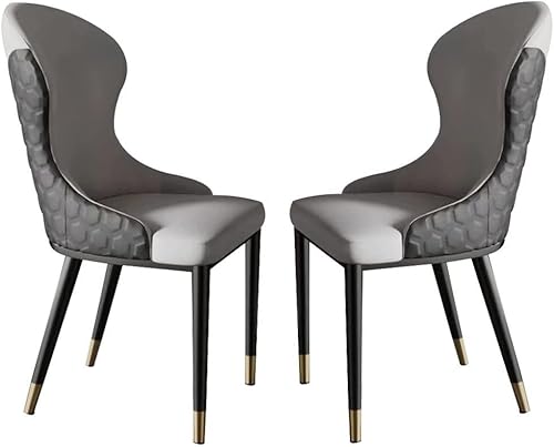 Leder Küche Esszimmerstühle 2er Set Schlafzimmer Ehe Zimmer Balkon Sofa Stuhl Stahlbeine(Light Gray+Dark Gray) von Generisch