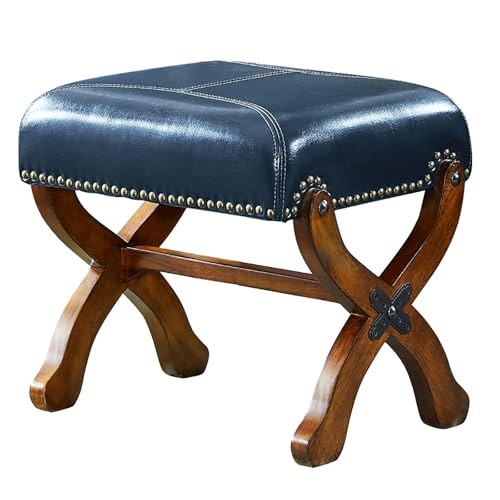Leder Ottomane Fußstütze Gepolsterter Quadratischer Fußhocker mit Holzbeinen Rustikaler Fußhocker für Wohnzimmer Sofa und Stuhl Leder Ottomane Fußstütze Gepolsterter Quadratischer Fußhocker mit Holzbeinen Rustikaler Fußhocker für Wohnzimmer Sofa und Stuhl von Generisch