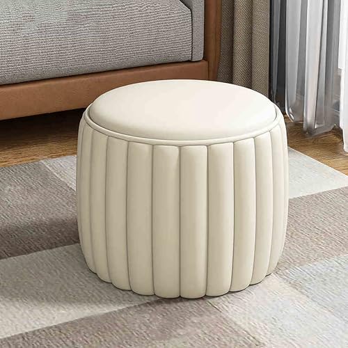 Leder Ottomane Fußstütze Hocker für Wohnzimmer und Schlafzimmer Gepolsterter Kunstleder Pouf Sitz mit Schuhaufbewahrung Kleiner Couchtisch Bank Weiß Quadratisch Bodenstuhl mit Ablagefach von Generisch