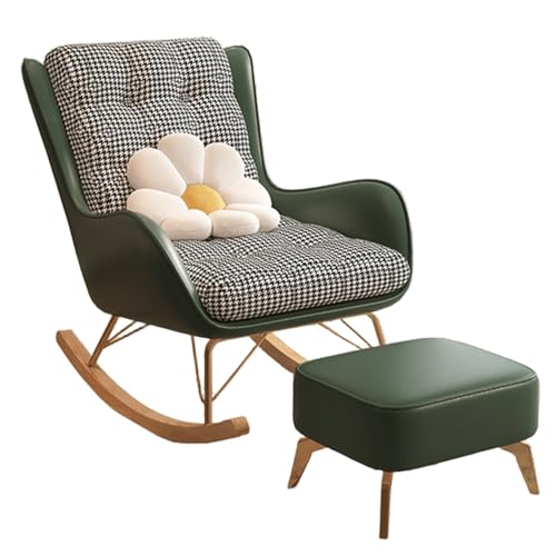 Leder Relaxsofa mit Ottomane, platzsparendes nordisches Design, Schaukelfunktion für Wohnzimmer, Schlafzimmer, Wohnheim von Generisch