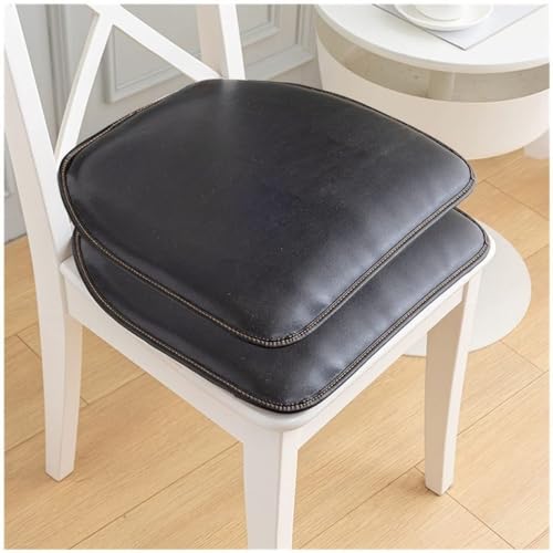 Leder Sitzkissen für Esszimmerstühle 43x40 cm Anti-Rutsch Pad mit Bändern Weich Waschbar Bezug für Küchenhocker 1er Set Hufeisen Style von Generisch