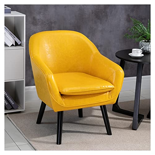 Lederstuhl - Moderner Clubsessel mit massiven Holzbeinen, Mid-Century Wingback Sessel von Generisch