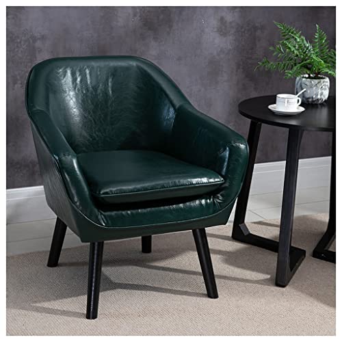 Lederstuhl - Moderner Clubsessel mit massiven Holzbeinen, Mid-Century Wingback Sessel von Generisch